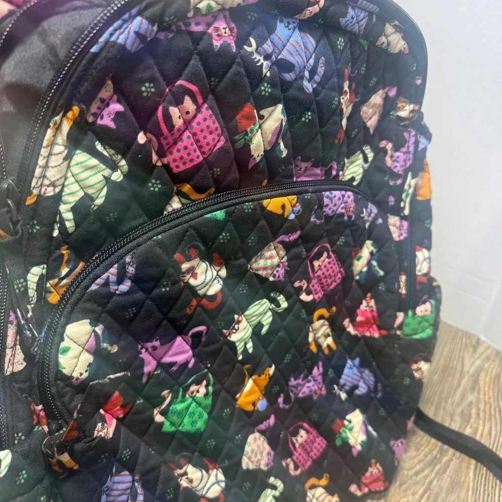 Vera Bradley Large Backpack In Cotton Herding Cats Black Fit Laptop 17